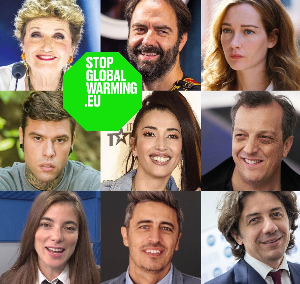 Fedez-Pif-Cappato-Maionchi-Marcorè-Innocenti- Muccino-Zilli- e altri Testimonial d’eccezione per “STOPGLOBALWARMING.EU”